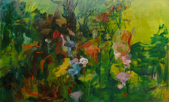 Fungal land the beginning oil on canvas 122x200cm 2006